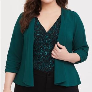 Torrid size 4 Knit Crepe Blazer-green